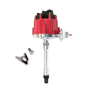 HEI DISTRIBUTOR - CHEVY SB/BB - V8 ENGINE - 65K VOLT COIL - BLACK DUST COVER - RED CAP