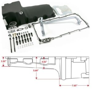 LS OIL PAN SWAP KIT - REAR SUMP OIL PAN KIT FOR MUSCLE CAR / TRUCK ENGINE SWAP - BLACK