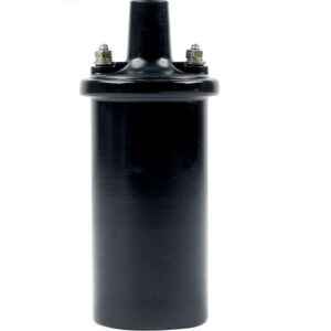 IGNITION COIL - CANISTER ROUND OIL-FILLED - 45K VOLT - FEMALE SOCKET - INCLUDING MOUNTING KIT - BLACK