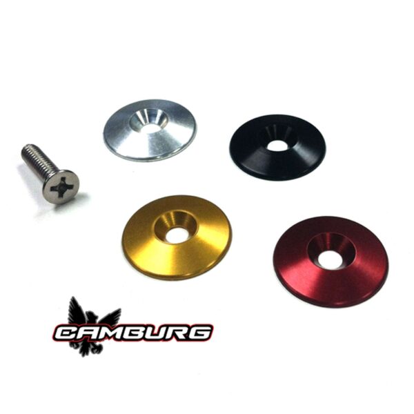 Camburg Engineering Red Fender Washer (10 Pack) (Aluminum Washer, Bolt, Body Clip, 1/8" Tab) CAM-040074