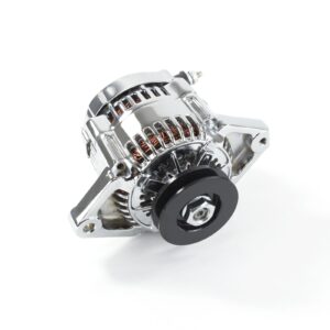 TSP Alternator; Mini Denso Style Race 3/8" V-Belt 90 Amps; Chrome