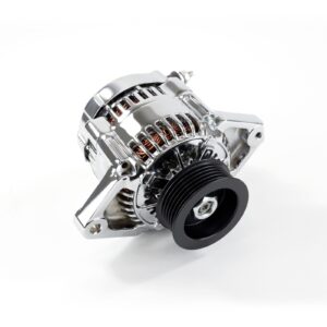 TSP Alternator; Mini Denso Style Race Serpentine 90 Amps; Chrome