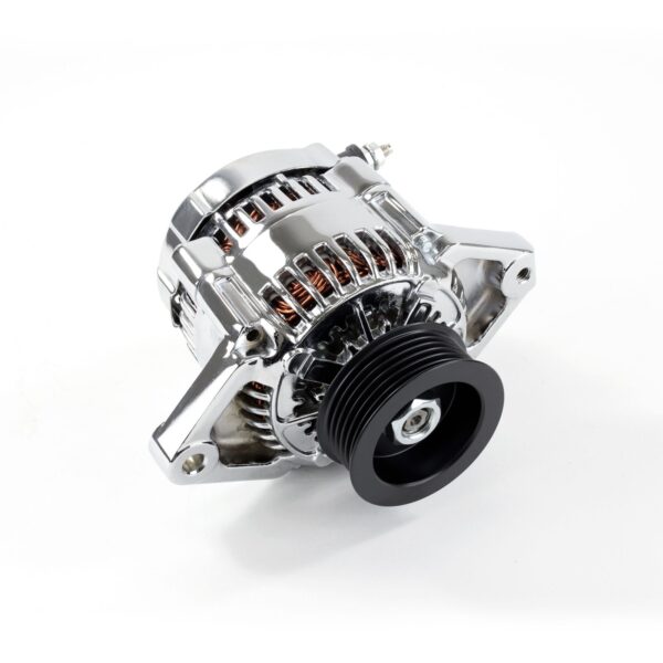 TSP Alternator; Mini Denso Style Race Serpentine 90 Amps; Chrome