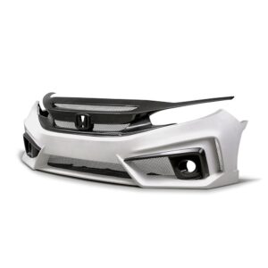 Seibon Carbon, FB16HDCV4-TT-GF, TT-style fiberglass/carbon fiber front bumper for 2016-2020 Honda Civic 4 Dr