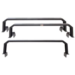 Black textured powder coat, 10-Gauge steel, Stainless Steel hardware, Half Height Tackle Rack measures 12.5 in. off of top of bed rail