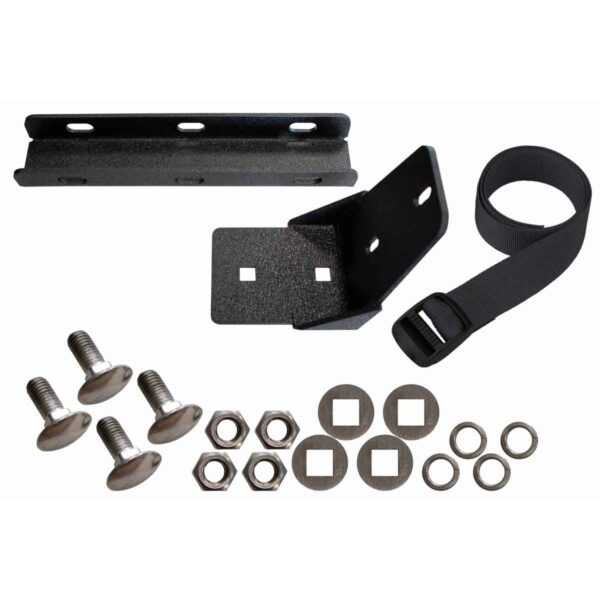 Black textured powder coat, 10-Gauge steel, Stainless Steel hardware