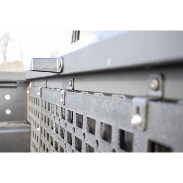Black textured powder coat, 10-Gauge steel, Stainless Steel hardware