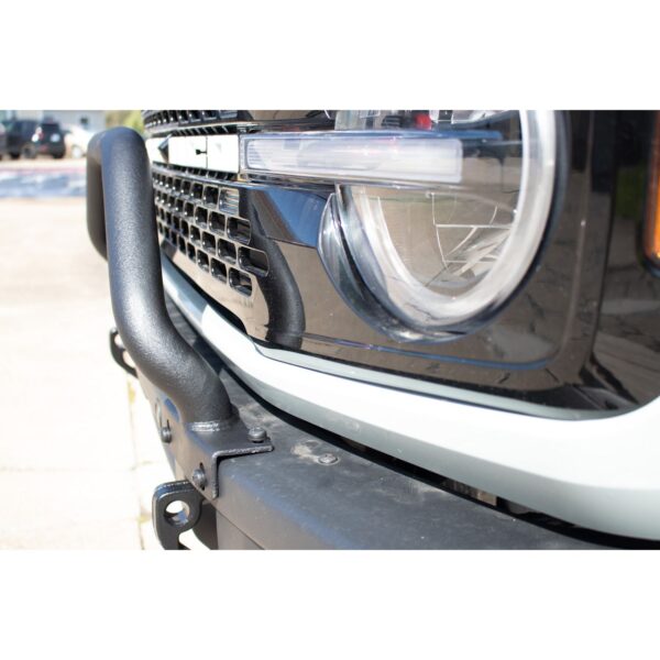 Fits 2021-Current Ford Bronco 6th Gen;Black Matte Finish;Steel Construction;Bar is 2" in outside diameter;Installs as an accessory to the Factory Modular Steel Bumper