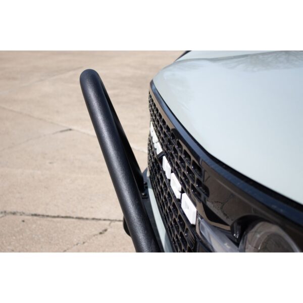 Fits 2021-Current Ford Bronco 6th Gen;Black Matte Finish;Steel Construction;Bar is 2" in outside diameter;Installs as an accessory to the Factory Modular Steel Bumper