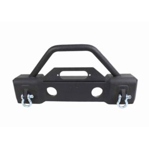 Black textured powder coat, Steel, 2 in. diameter raised tube winch guard.
