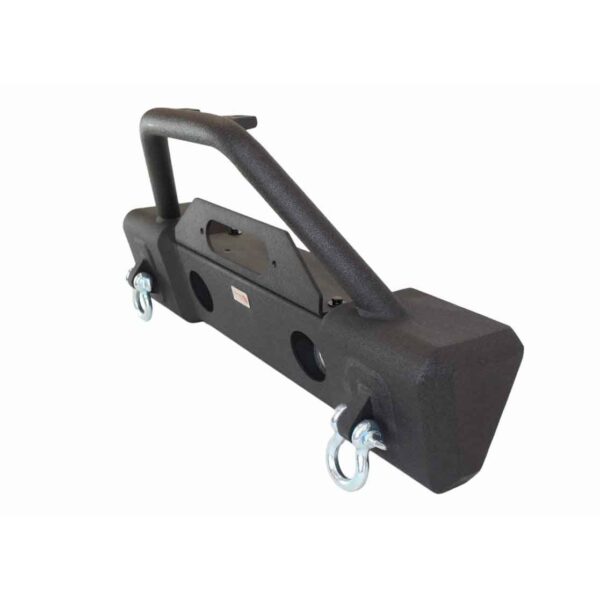 Black textured powder coat, Steel, 2 in. diameter raised tube winch guard.