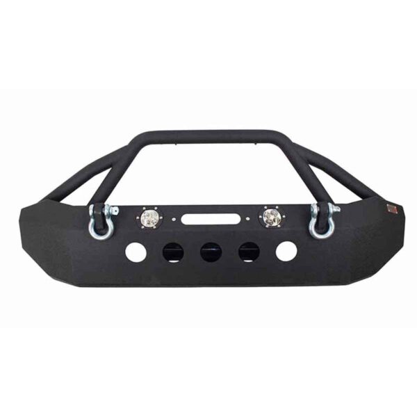 Black textured powder coat, Steel, 2 in. diameter raised tube winch guard, 59.5 in. wide
