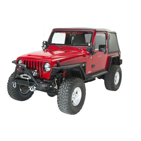 Black Textured Powder Coat, Bumper is 44in. Wide, 3/16in. Plate Steel, 1-3/4in. .120 wall raised Grill/Winch guard