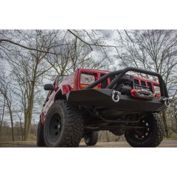 Black textured powder coat, 3/16in. steel, 2in. diameter raised tube winch guard, Includes Grade 8 Mounting Hardware
