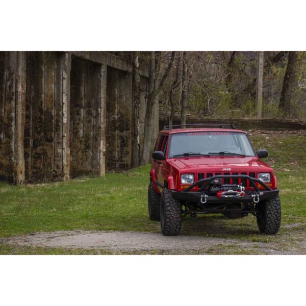 Black textured powder coat, 3/16in. steel, 2in. diameter raised tube winch guard, Includes Grade 8 Mounting Hardware