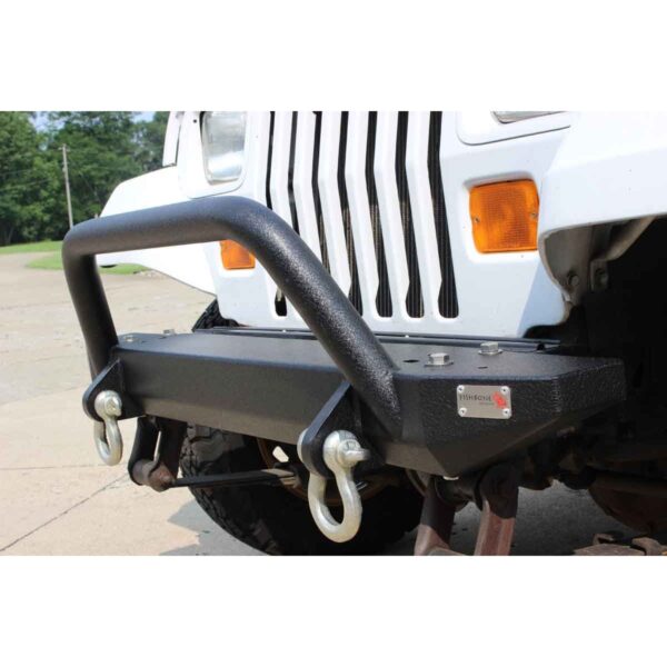 Black textured powder coat, 3/16in. 7-Gauge steel, 44 in. Wide, 1-3/4in. .120 wall raised winch guard
