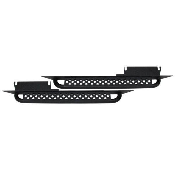 Black textured powder coat, 3/16in. steel Construction, Stainless steel countersunk hardware, 2in. diameter, .120 wall tubing