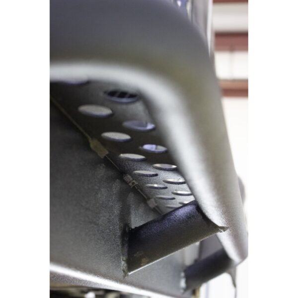 Black textured powder coat, 3/16 in. steel, 2in. Diameter, .120 wall tubing, Stainless steel hardware