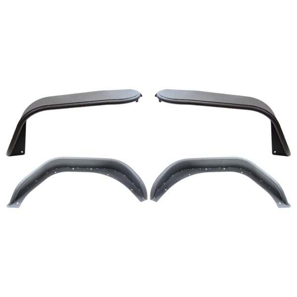 2-Door, 4-Door, Black textured powder coat, Steel, Stainless steel hardware, Set of 2