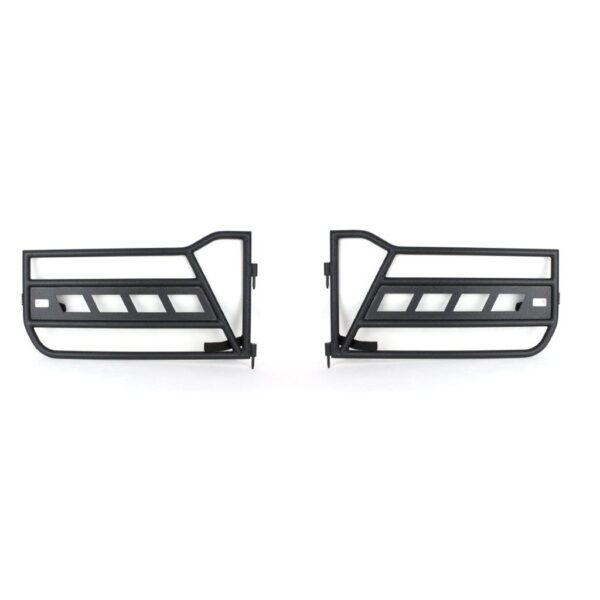 Black textured powder coat, Steel, Sold as a pair (Front tube doors only)