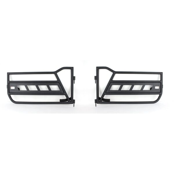 2-Door, 4-Door, Black textured powder coat, Made from steel, Sold as a pair (Front doors only)