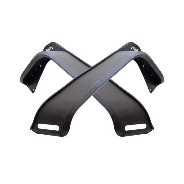 Textured black powder coat, Aluminum, Stainless steel hardware, Set of 2 (Front)