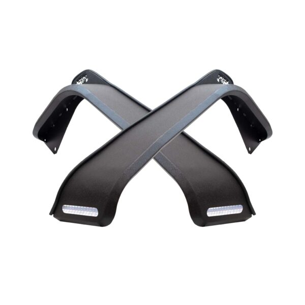 Black textured powder coat, Aluminum, Stainless steel hardware, Set of 2 (Front)