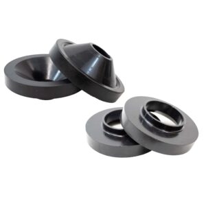 Black, Contains 2 Front and 2 rear coil spring spacers, High density polyurethane.