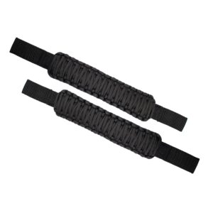 High-quality black nylon webbing, Heavy duty Black Paracord handle, Sold as a pair