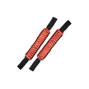 High-quality black nylon webbing, Heavy duty Red Paracord handle, Sold as a pair