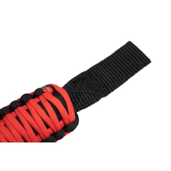 High-quality black nylon webbing, Heavy duty Red Paracord handle, Sold as a pair