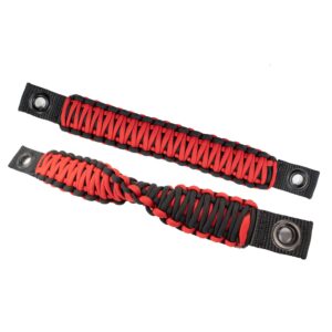 High-quality Black nylon webbing, Heavy duty 550lb Red paracord, Sold as a pair