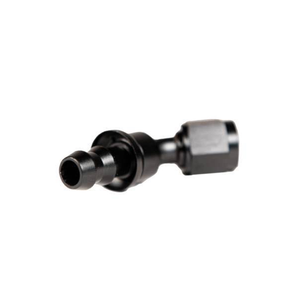 -6 45deg to Hose Barb Black