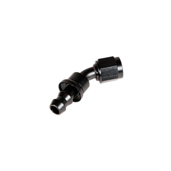 -6 45deg to Hose Barb Black