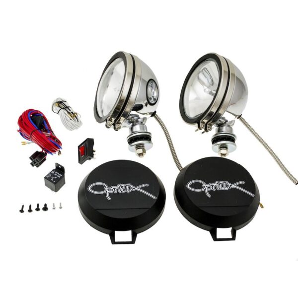 Optilux Model 1900 Chrome Driving Lamp Kit 12V 100W