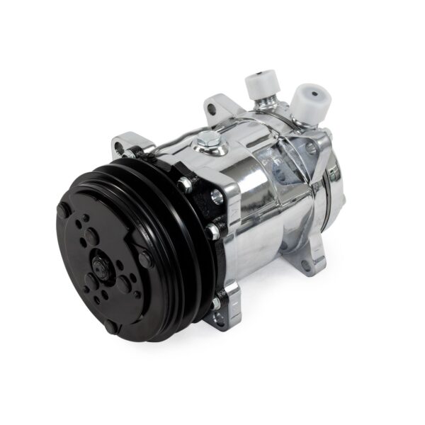 TSP A/C Compressor; Sanden 508 R134 V-Belt; Chrome with Black Clutch