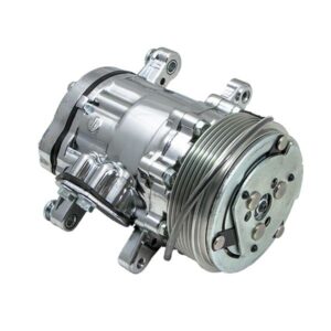 TSP A/C Compressor; Sanden SD-7 R134 Serpentine Belt; Polished with Silver Clutch