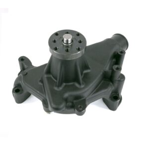 TSP Mechanical Water Pump; Aluminum; Black; Chevrolet Small Block Long Neck