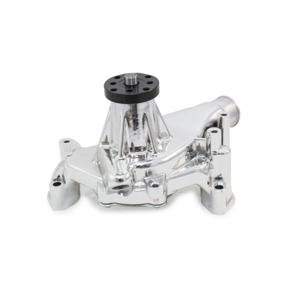 TSP Mechanical Water Pump; Aluminum; Chrome; Chevrolet Small Block Long Neck