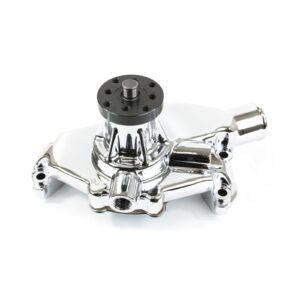 TSP Mechanical Water Pump; Aluminum; Chrome; Chevrolet SB Short Neck; Reverse