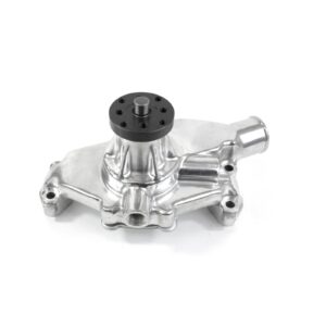 TSP Mechanical Water Pump; Aluminum; Polished; Chevrolet SB Short Neck; Reverse