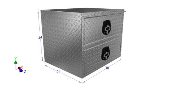 GXTX - HDD30 - 24inch x 24inch x 30inchL HD Under Body, w/ Top & Bottom Drawers, .100 thick diamond