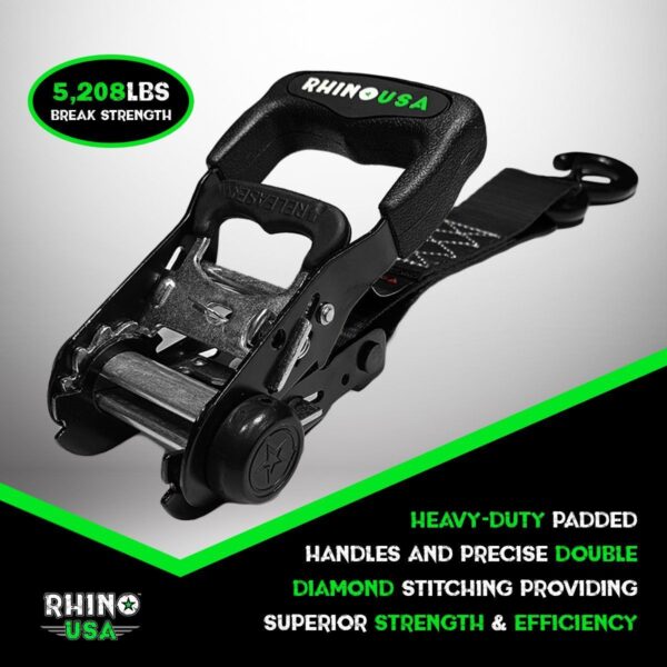 1.6" X 8' RHINO USA HEAVY DUTY RATCHET TIE-DOWN 4-PACK (GRAY)