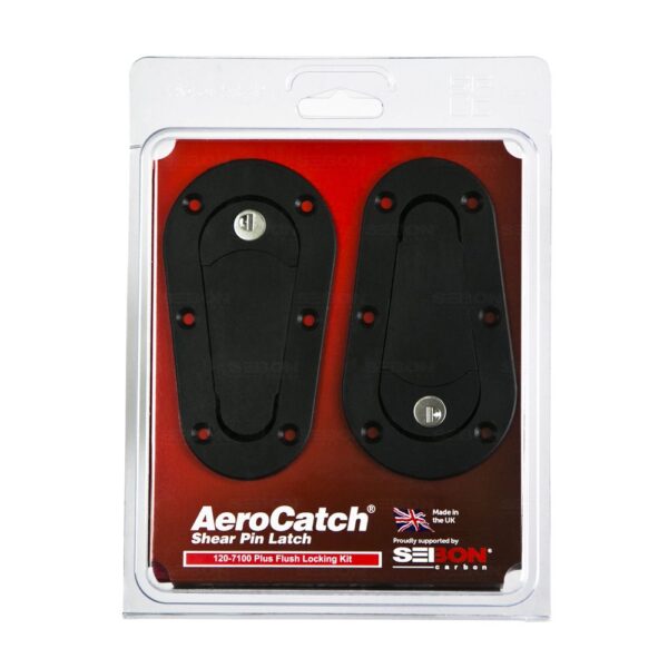 Seibon Carbon, HOODPINS-120-7100, AeroCatch Plus Flush Hood Latch and Pin Kit - Black - with lock - Seibon Edition