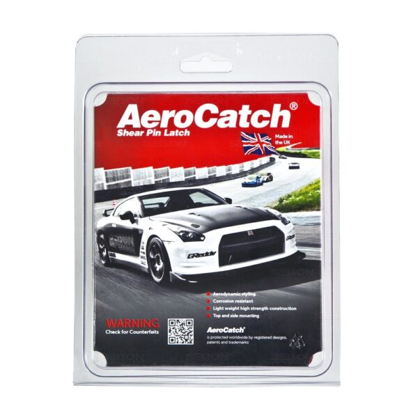 Seibon Carbon, HOODPINS-120-7100, AeroCatch Plus Flush Hood Latch and Pin Kit - Black - with lock - Seibon Edition
