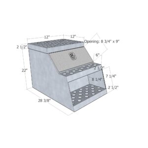 GXTX - HSB12 - 12inch x 24inch x 28inch HD Step Box .125 thick body, .100 thick door, .080 thick steps