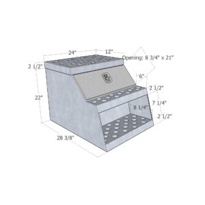 GXTX - HSB24 - 24inch x 24inch x 28inch HD Step Box .125 thick body, .100 thick door, .080 thick steps