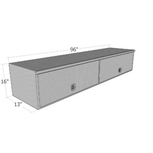 GXTX - HTB96-BT - 13inch x 16inch x 96inchL HD Top Sider, .100 thick diamond, w/ flip up doors, Black Texture Coated