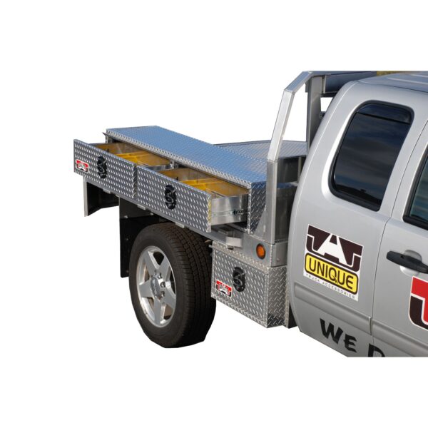 GXTX - HTD72-BT - 16inch x 12inch x 72inchL Stake Bed Top Sider w/ 2 drawers; Black Texture Coated