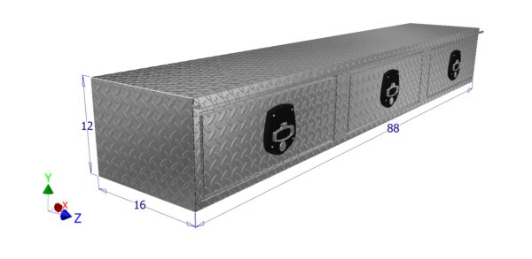 GXTX - HTD88 - 16inch x 12inch x 88inchL Stake Bed Top Sider w/ 3 drawers